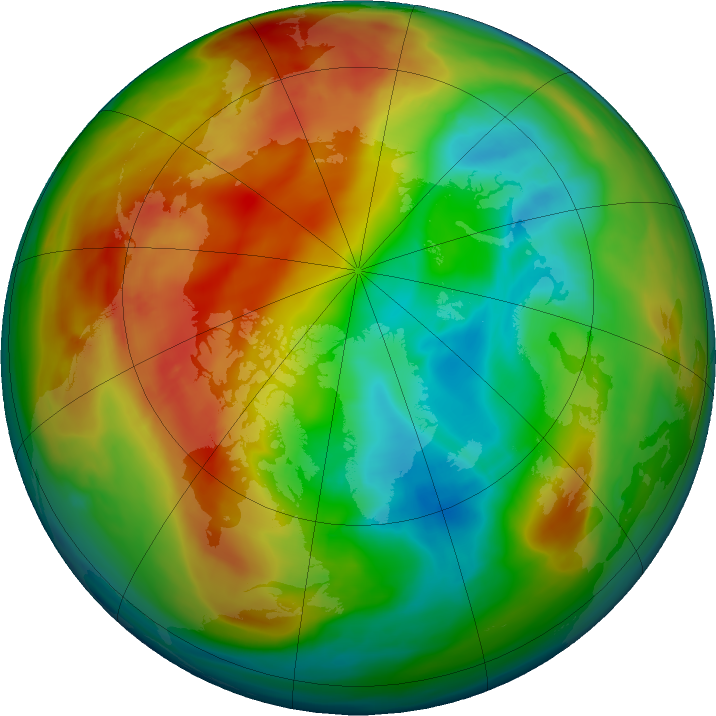 Arctic ozone map for 25 January 2018
